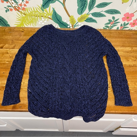Express Navy Loose Cable Knit Sweater - Picture 6 of 8
